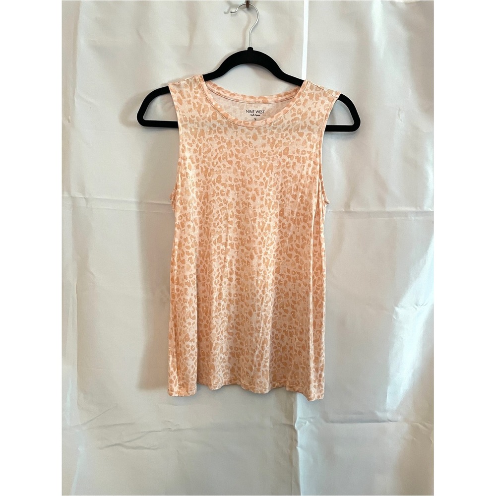 Nine West Peach Animal Print Sleeveless Tank Top - Picture 1 of 3